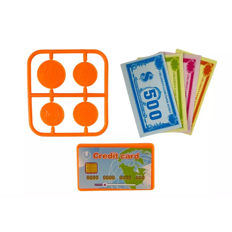 LEAN TOYS Kases aparāts ar cepumu iepakošanas svariem, bateriju un skeneri