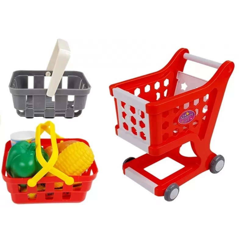 LEAN TOYS kases aparāts ar groziem un piederumiem | 35 daļu lomu spēles komplekts ar darbojošos kalkulatoru, apgaismotu skeneri, mikrofonu, iepirkšanās ratiņiem un grozu | Vecumam no 3 gadiem