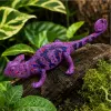 LEAN TOYS Chameleon gumijas figūriņa, staipīga, reālistiska, purpura rāpulis, 14 cm