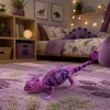 LEAN TOYS Chameleon gumijas figūriņa, staipīga, reālistiska, purpura rāpulis, 14 cm
