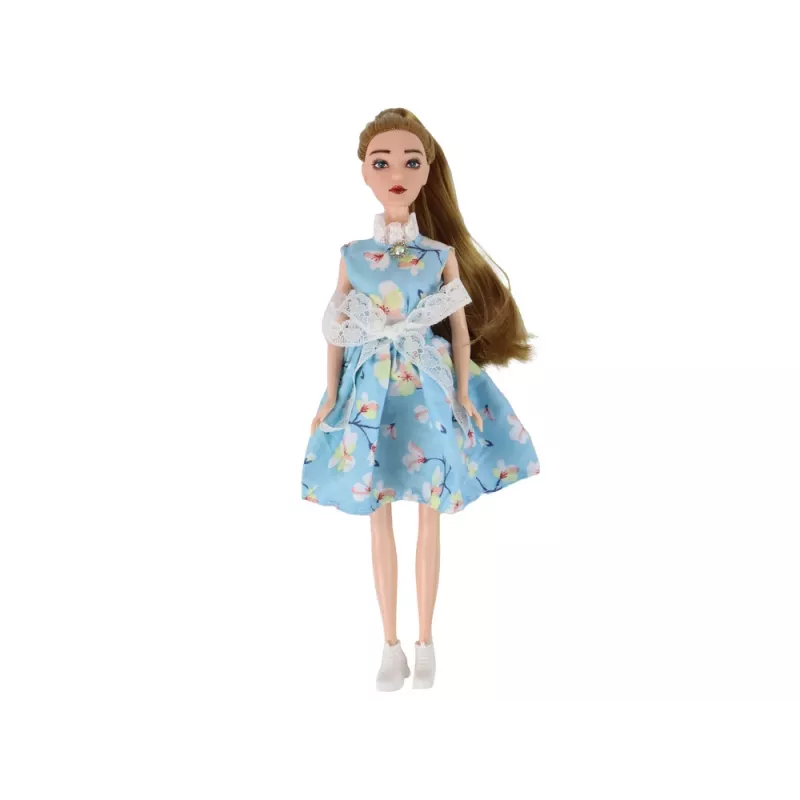 LEAN TOYS Bērnu lelle Emīlija Pavasaris Garie mati Zila kleita Kaķēns