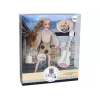 LEAN TOYS Bērnu lelle Emilija ar ģitāru, brillēm, gariem blondiem matiem un kaķēnu