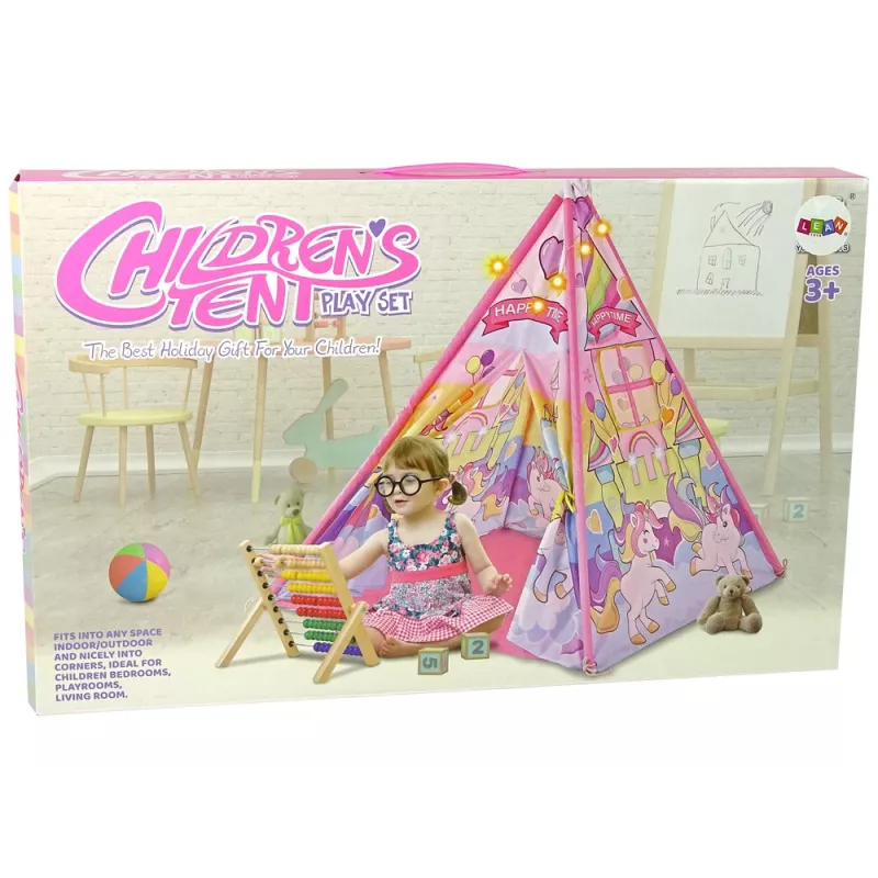 LEAN TOYS Bērnu apgaismojamā teltiņa Vienradžu poniji Rozā