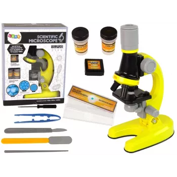 LEAN TOYS Bērnu mikroskops izglītojošs komplekts dzeltens