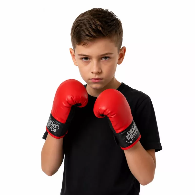 LEAN TOYS Bērnu boksa maisa vingrinājumu komplekts MUAY THAI cimdi 55x17cm M