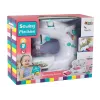 Lean Toys Bērnu šujmašīna bērniem - balta, ar bateriju darbināma, reālistiska rotaļlieta ar kājas pedāli un LED gaismu