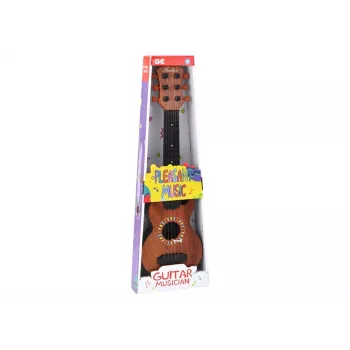 LEAN TOYS Bērnu rotaļu ģitāra ar brūnu koka apdari un plektru, 6 neilona stīgām, akustiska, vecumam no 3 gadiem