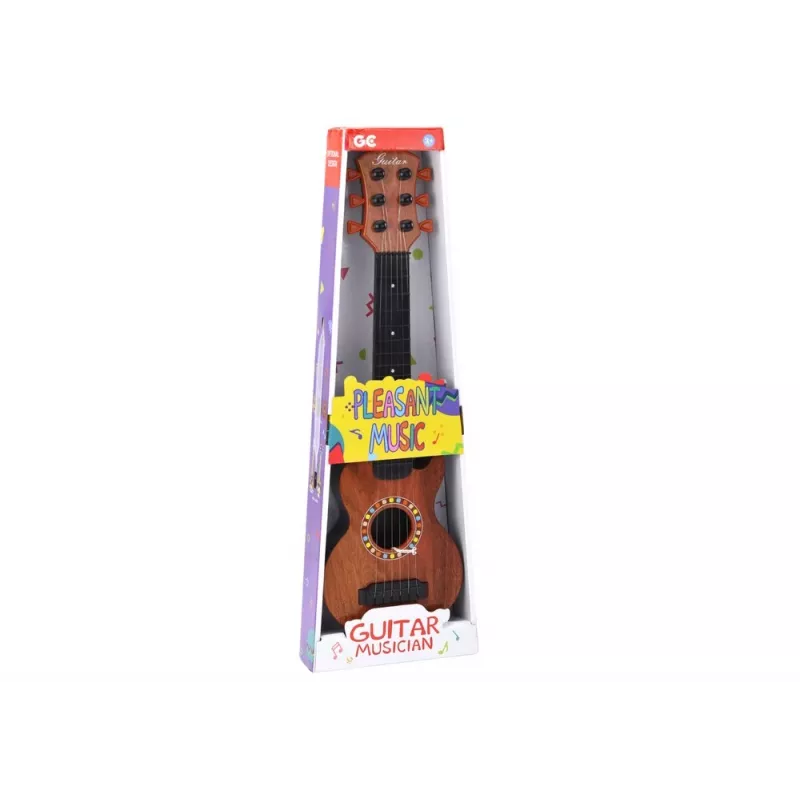 LEAN TOYS Bērnu rotaļu ģitāra ar brūnu koka apdari un plektru, 6 neilona stīgām, akustiska, vecumam no 3 gadiem