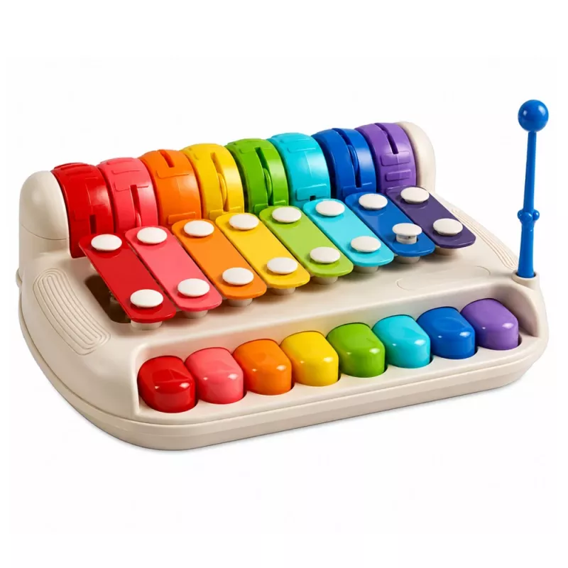 LEAN TOOLS Bērnu ksilofona klavieres krāsains mūzikas instruments 2-in-1 bungu nūjiņa