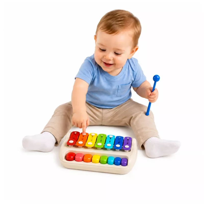 LEAN TOOLS Bērnu ksilofona klavieres krāsains mūzikas instruments 2-in-1 bungu nūjiņa