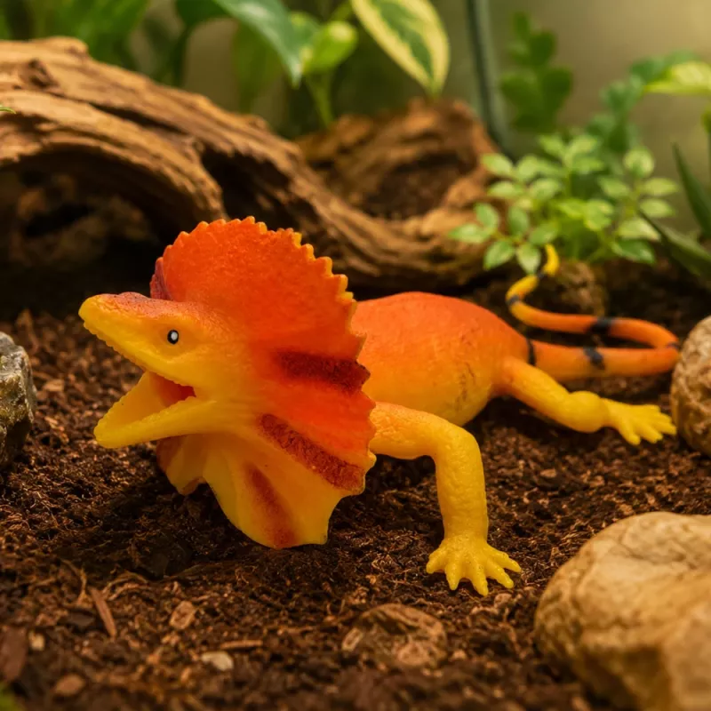 LEAN TOYS Collared Lizard Rubber Figure Stretchable Realistic 19cm