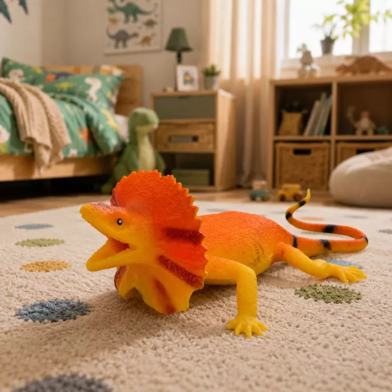 LEAN TOYS Collared Lizard Rubber Figure Stretchable Realistic 19cm