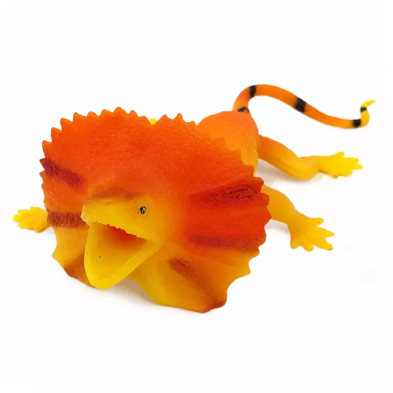 LEAN TOYS Collared Lizard Rubber Figure Stretchable Realistic 19cm