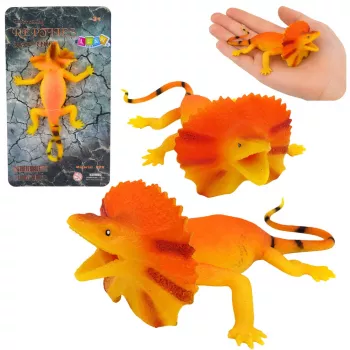 LEAN TOYS Collared Lizard Rubber Figure Stretchable Realistic 19cm