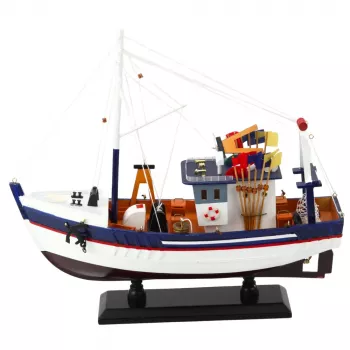 LEAN TOYS Kolekcionējams dekoratīvs makšķerēšanas laivas modelis 37x34cm