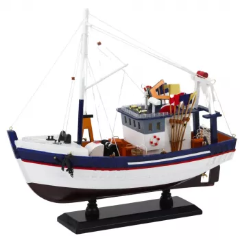 LEAN TOYS Kolekcionējams dekoratīvs makšķerēšanas laivas modelis 37x34cm