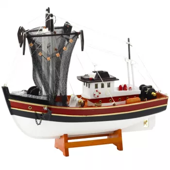 LEAN TOYS Kolekcionējams Dekoratīvs Kuģis Zvejas Laiva Ar Zvejas Tīklu Modelis 38x31cm