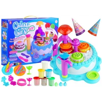 LEAN TOYS Color Clay DIY Birthday Party Cake House - 24 krāsu gaisā žūstošs modelēšanas māls komplekts ar instrumentiem, veidnēm un aksesuāriem bērniem no 6 gadiem