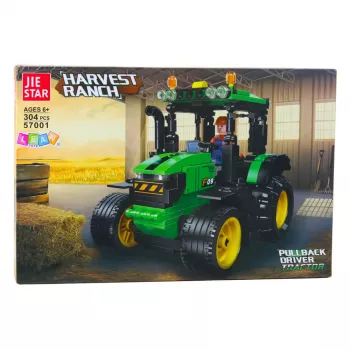 LEAN TOYS Konstrukcijas bloki Lauksaimniecības traktors Zaļš 304 gab.