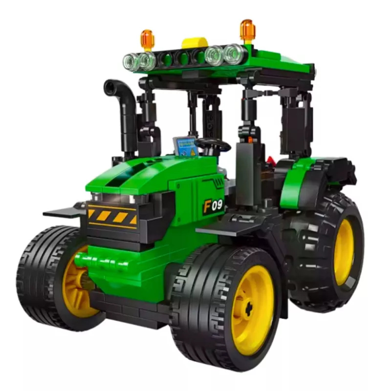 LEAN TOYS Konstrukcijas bloki Lauksaimniecības traktors Zaļš 304 gab.