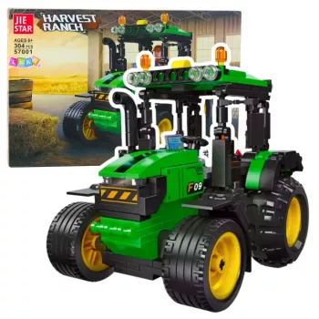 LEAN TOYS Konstrukcijas bloki Lauksaimniecības traktors Zaļš 304 gab.