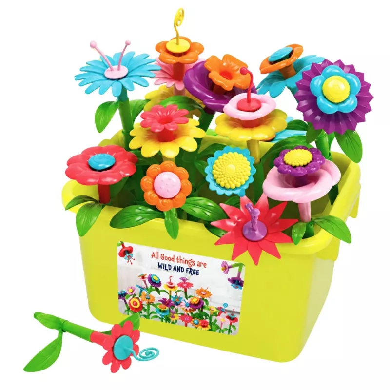 LEAN TOYS Construction Blocks Flowers Colorful Flower Garden In Box 73 pcs.