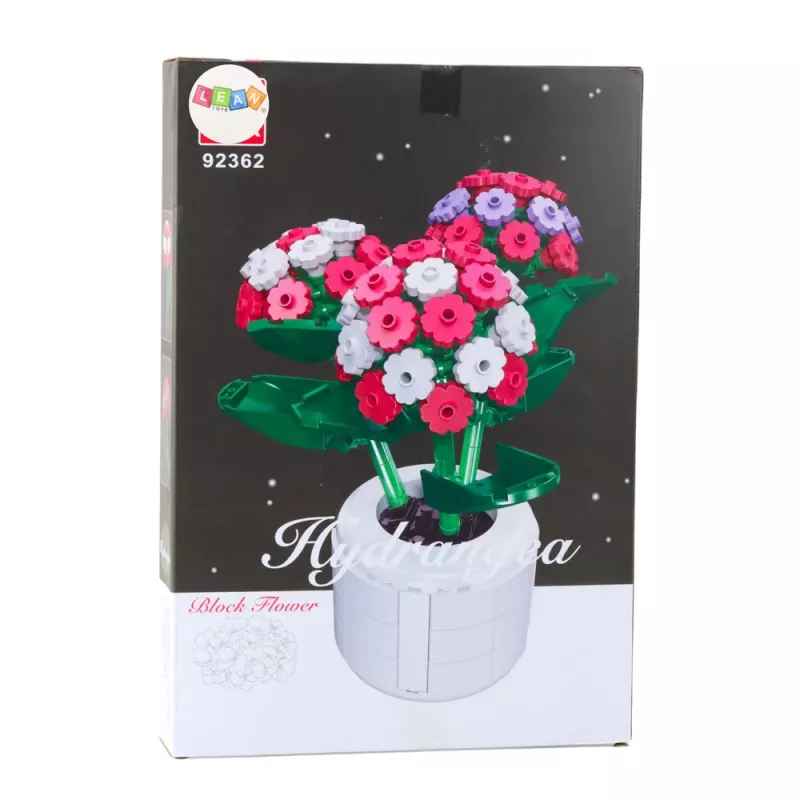 LEAN TOYS Construction Blocks Pink Hydrangea in a Pot 342 pcs.