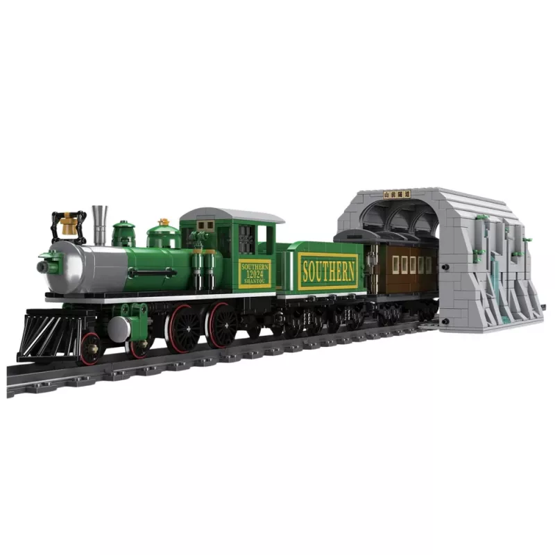LEAN TOYS konstruktora bloki tālvadības tvaika vilciens RC zaļš 1212 gab.