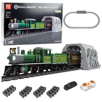 LEAN TOYS konstruktora bloki tālvadības tvaika vilciens RC zaļš 1212 gab.