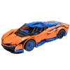 LEAN TOYS Construction Bricks Sports Car RC – zila un oranža (1883 detaļas, 2.4GHz, mērogs 1:8)