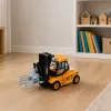 LEAN TOYS Celtniecības transportlīdzeklis – Autoiekrāvējs ar regulējamu satvērēju, gaismām un skaņām, dzeltens, 1:43