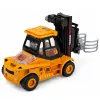 LEAN TOYS Celtniecības transportlīdzeklis – Autoiekrāvējs ar regulējamu satvērēju, gaismām un skaņām, dzeltens, 1:43