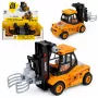 LEAN TOYS Celtniecības transportlīdzeklis – Autoiekrāvējs ar regulējamu satvērēju, gaismām un skaņām, dzeltens, 1:43