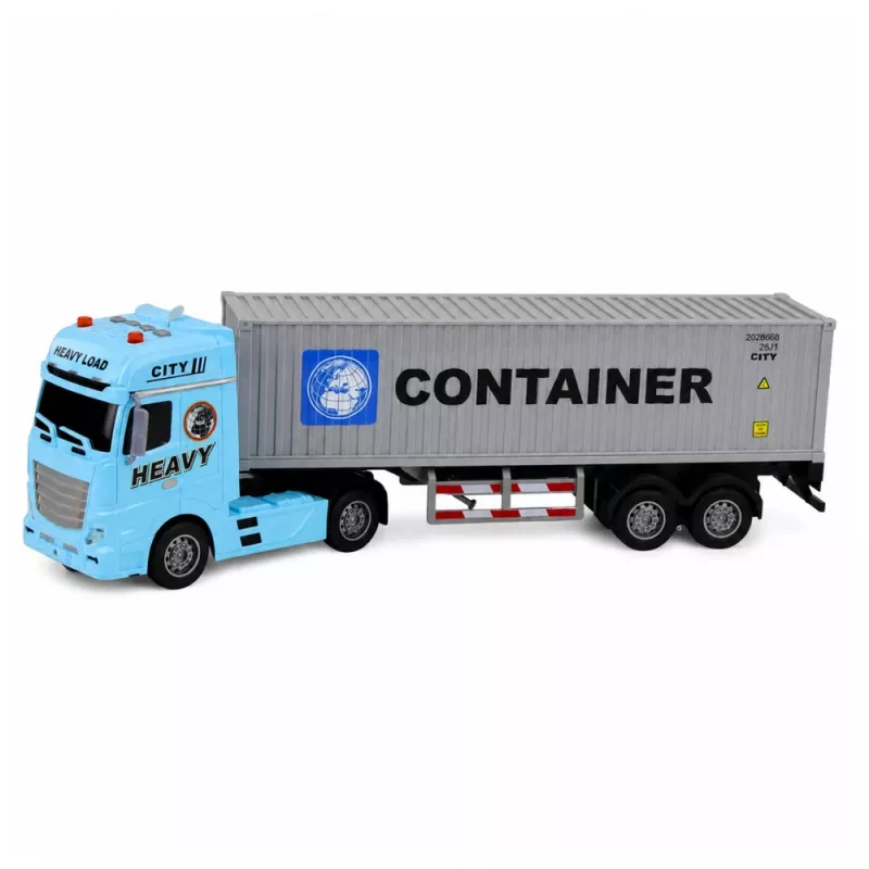 LEAN TOYS Konteineru kravas automašīna ar atveramām durvīm, gaismām un skaņām – zila, 54 cm