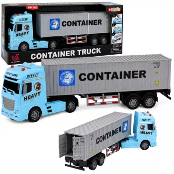 LEAN TOYS Konteineru kravas automašīna ar atveramām durvīm, gaismām un skaņām – zila, 54 cm