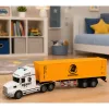 LEAN TOYS Konteineru kravas automašīna ar atveramām durvīm, gaismām un skaņām, dzeltena, 54 cm