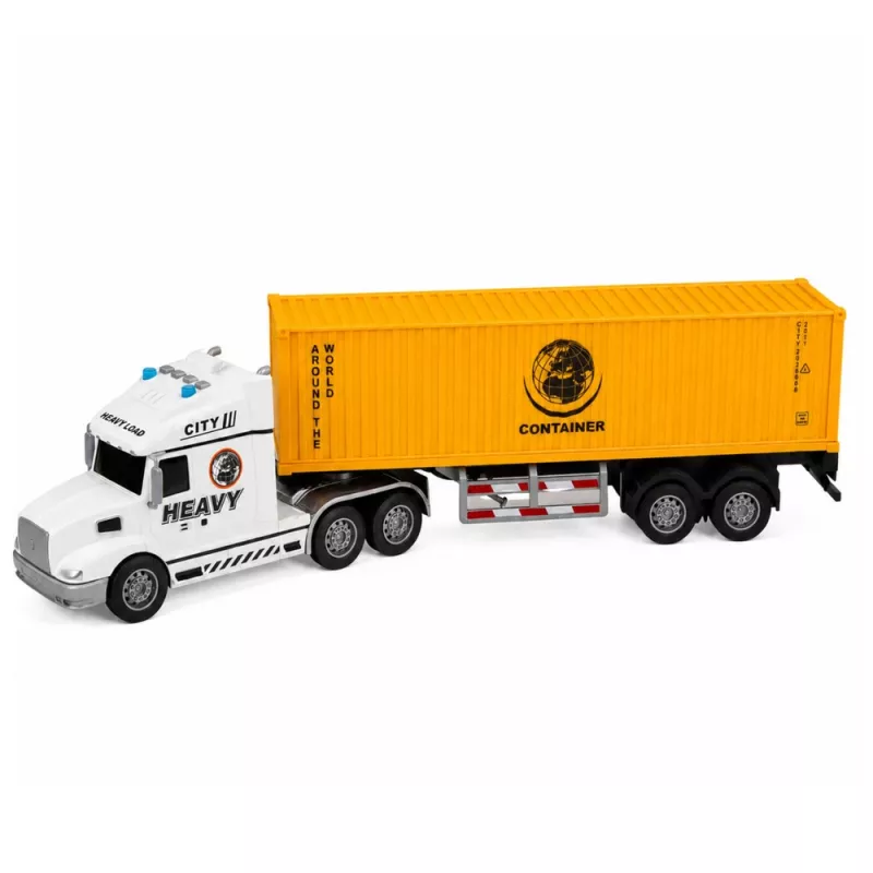 LEAN TOYS Konteineru kravas automašīna ar atveramām durvīm, gaismām un skaņām, dzeltena, 54 cm