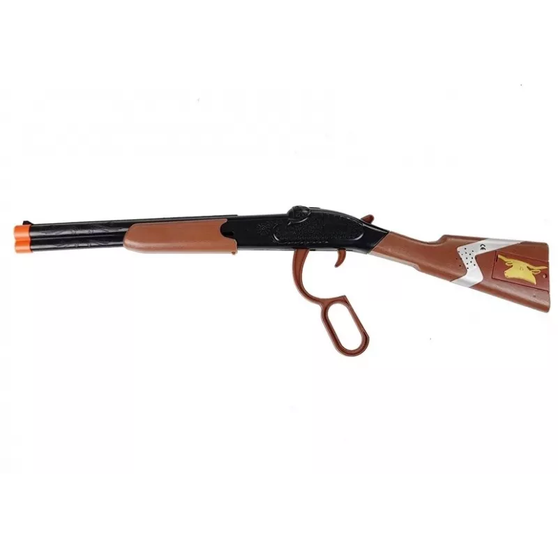 LEAN TOYS Kovboju komplekts ar sviras darbības šauteni, Colt revolveri un šerifa nozīmīti