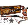 LEAN TOYS Kovboju komplekts ar sviras darbības šauteni, Colt revolveri un šerifa nozīmīti