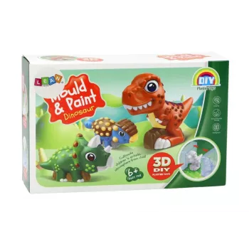 LEAN TOYS radošais komplekts Dinozauri 3D ģipša krāsas - lej un krāso 6 dinozauru figūras, 6 veidnes, 6 krāsas, instrumenti, no 5 gadiem