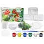 LEAN TOYS radošais komplekts Dinozauri 3D ģipša krāsas - lej un krāso 6 dinozauru figūras, 6 veidnes, 6 krāsas, instrumenti, no 5 gadiem
