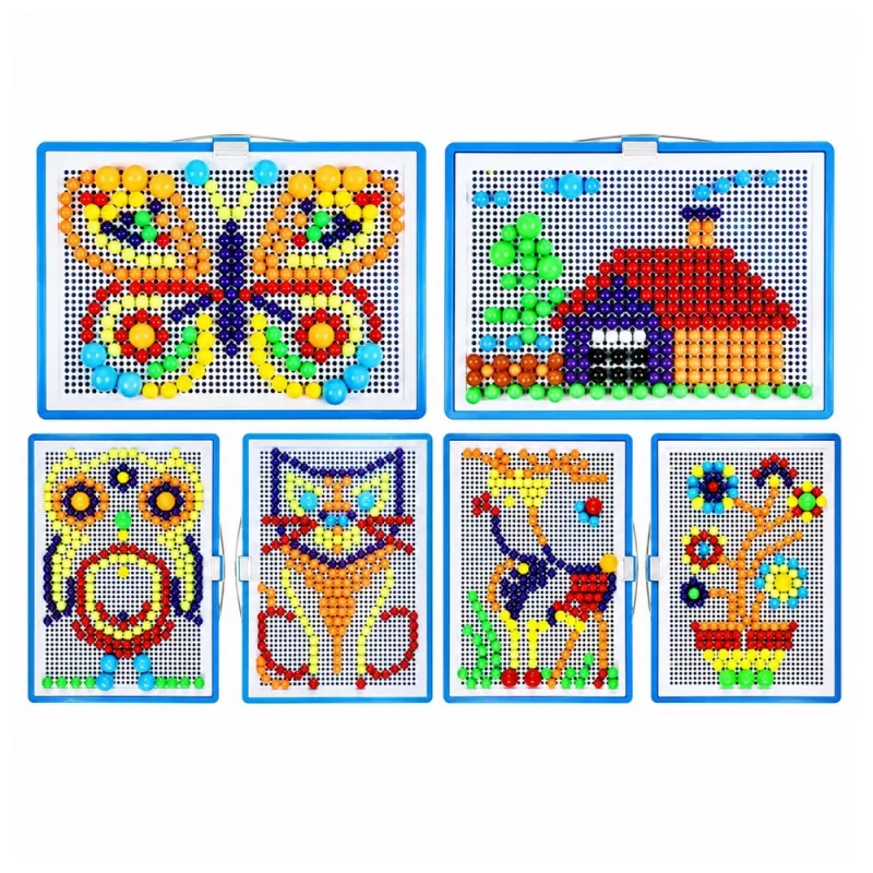 LEAN TOYS Radošais komplekts Pogas mozaīkas puzle Sēņu spraudītes Koferis 300 gab.