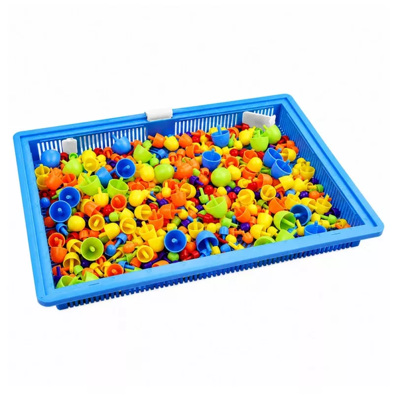 LEAN TOYS Radošais komplekts Pogas mozaīkas puzle Sēņu spraudītes Koferis 300 gab.