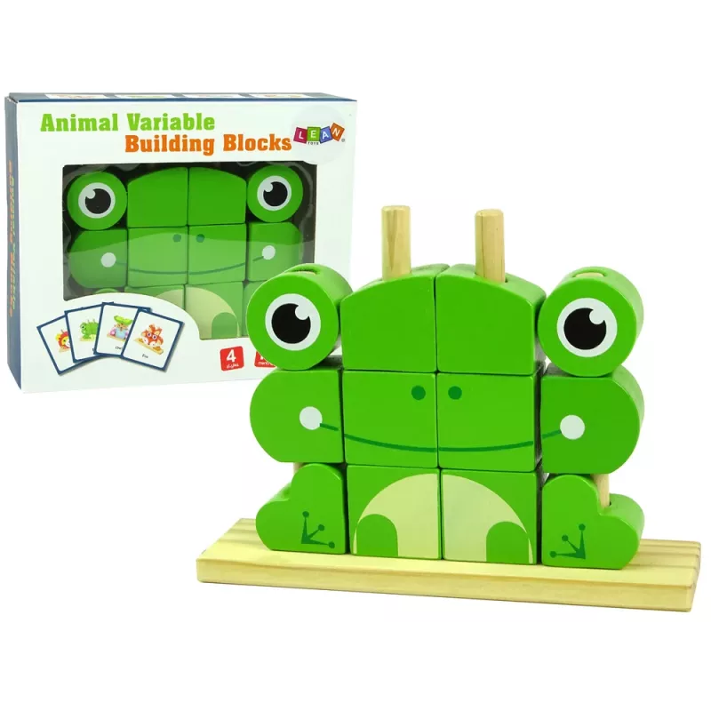 LEAN TOYS Creative Spatial Wooden Bricks 3D Frog Puzzle