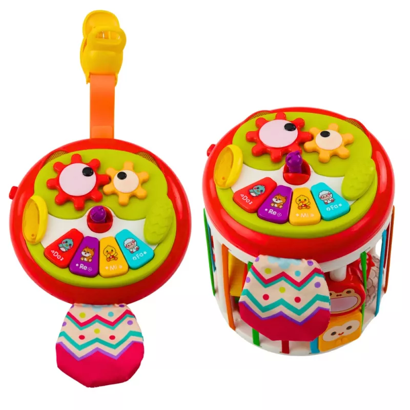 LEAN TOYS cilindrs sensorā kubs interaktīvais formu šķirotājs ar gaismām un skaņām - daudzkrāsains (22659)