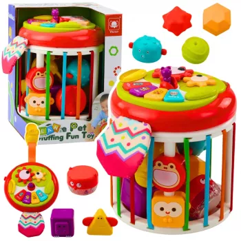 LEAN TOYS cilindrs sensorā kubs interaktīvais formu šķirotājs ar gaismām un skaņām - daudzkrāsains (22659)