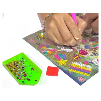 LEAN TOYS Dimanta izšuvuma uzlīmju komplekts Animals Garden Rainbow Mosaic