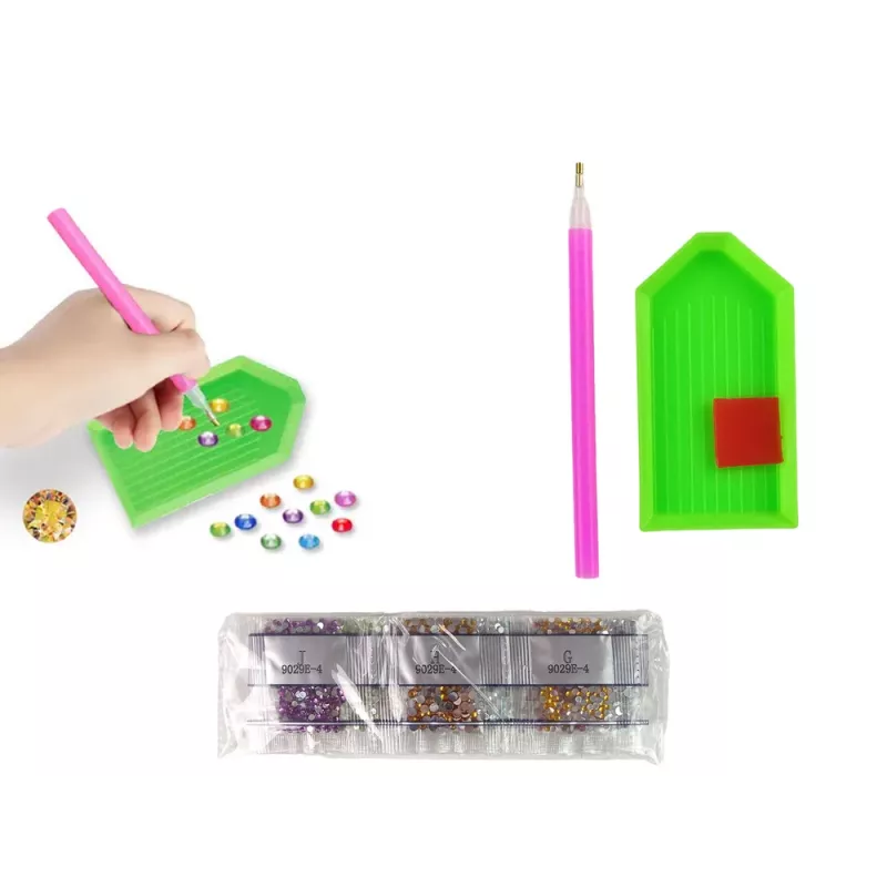 LEAN TOYS Dimanta izšuvuma uzlīmju komplekts Animals Garden Rainbow Mosaic