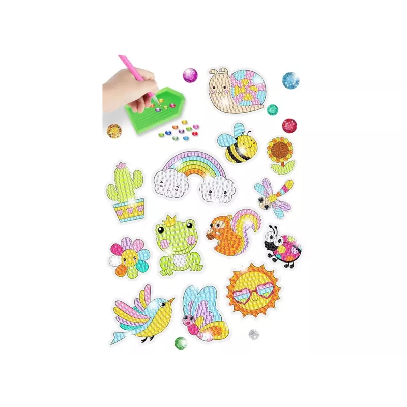 LEAN TOYS Dimanta izšuvuma uzlīmju komplekts Animals Garden Rainbow Mosaic