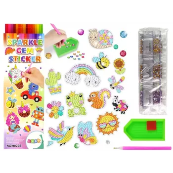 LEAN TOYS Dimanta izšuvuma uzlīmju komplekts Animals Garden Rainbow Mosaic